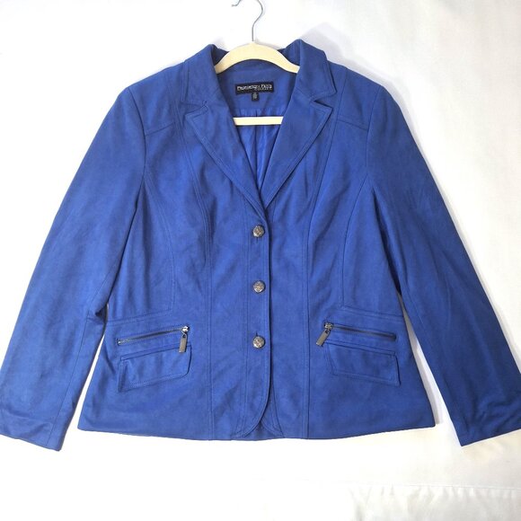 Vintage Conrad C Proportion Petite Sz 12 (LG) Suede Blazer Jacket Buttoned Lined - Picture 7 of 16